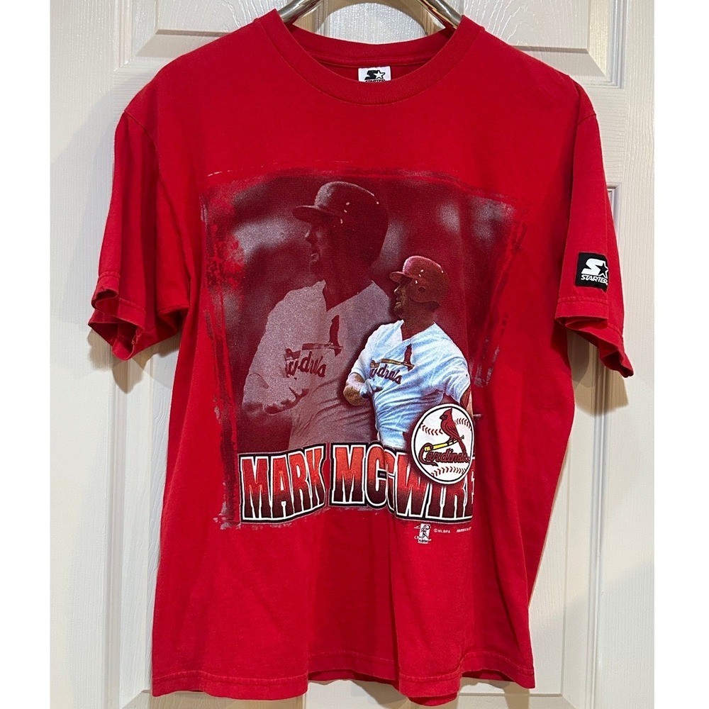 Vintage 1997 Starter Mark McGwire St Louis Cardinals T-Shirt Mens Medium Red MLB